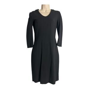 M.M. LaFleur 3/4 Sleeve A-Line Midi Dress Black Formal Office Designer Small